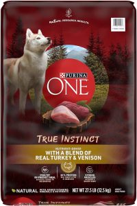 Comida para perros, purina one true instinct con sabor a pavo y venado original